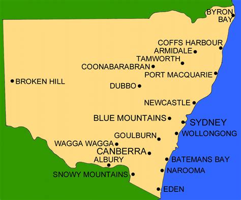 major towns in nsw.